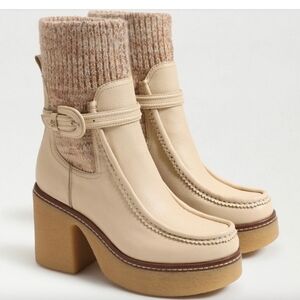 Sam Edelman Sidney Womens Platform Boots In Cream Size 8